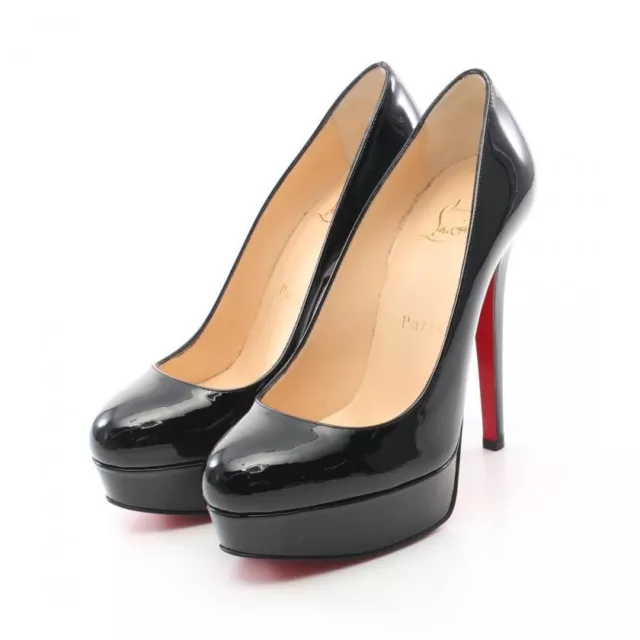 Christian Louboutin Bianca 140 Plain toe Pumps Black PATENT LEATHER Pre-owned