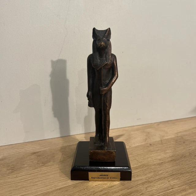 ORIGEN Statuette Résine Egypte : Le trône d'Anubis, Finition Antic Line, H 27 cm