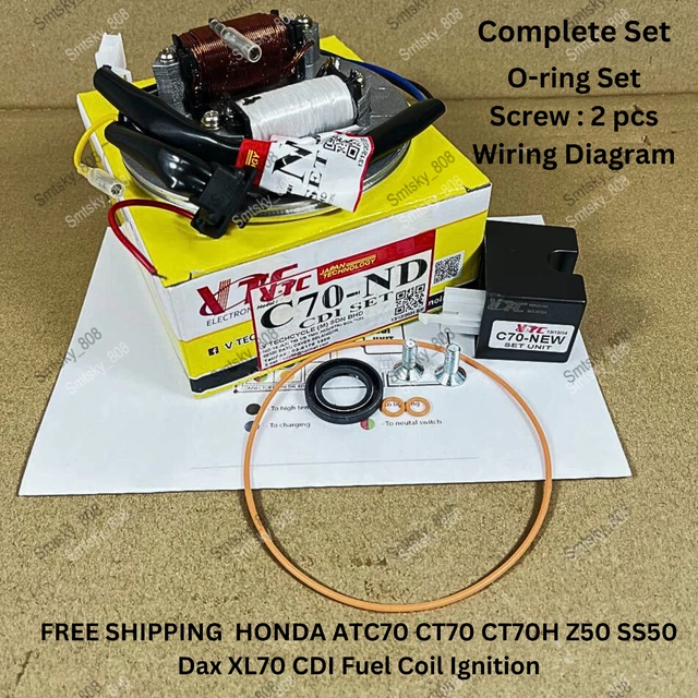 CDI Ignition Coil Kit For Honda ATC70, CT70, Z50, Dax & More – Complete Electronic Ignition Set