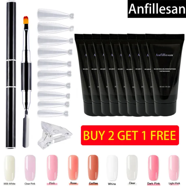 Anfillesan 4Pcs/Kit Nail Art Quick Extension Gel UV Gel Building Poly Nail Set