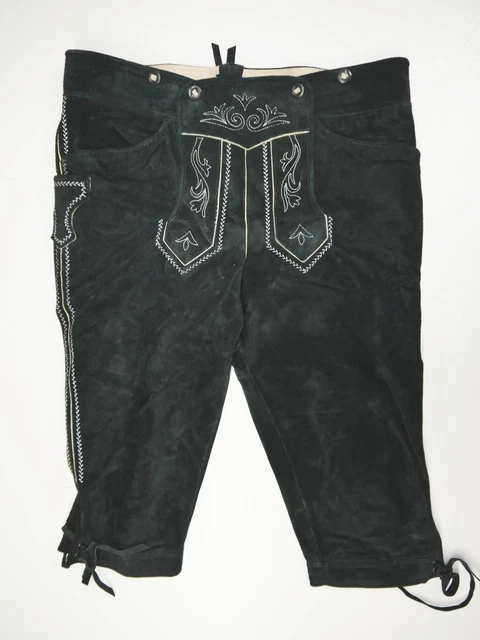Oktoberfest Lederhose Stickerei Naht offen ansonsten Top Kniebund schwarz Gr.54