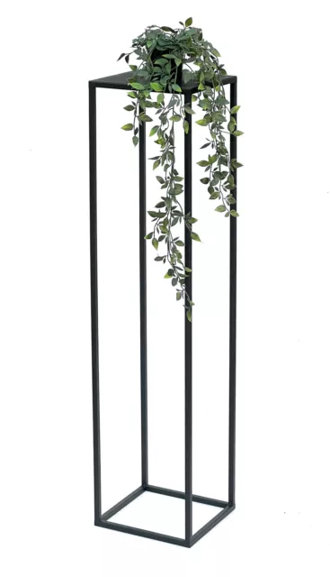 Blumenhocker Metall Schwarz Eckig 100 cm Blumenständer Beistelltisch Modern