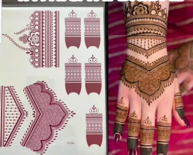 Patrones florales Eid Mehndi diseño tatuajes cuadrados de henna