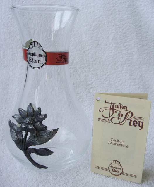 VASE EN VERRE avec FLEUR en ETAIN EUR 8,00 PicClick FR