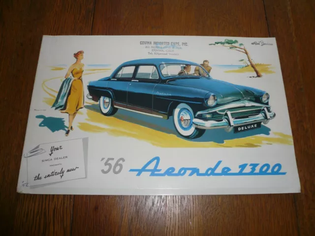 1956 Simca Aronde 1300 Sales Brochure - Vintage - ELYSEE FLIGHT LINE COMMERCIALE