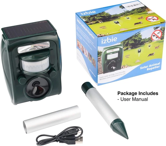 Izbie Solar Animal Repeller, Cat, Dog  Squirrel  Outdoor Repellent, New