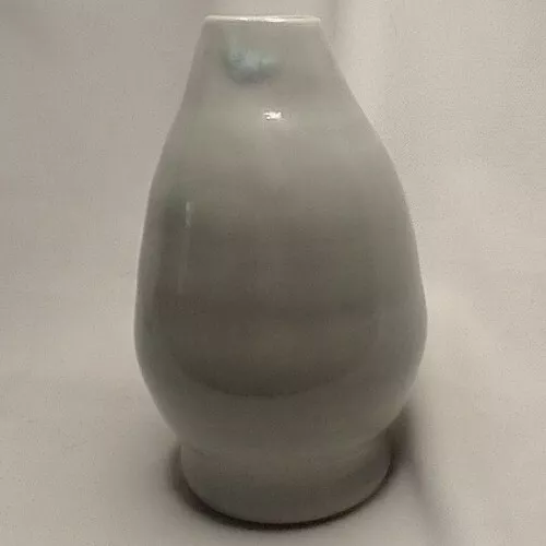 BUMBLE BEE Bud Vase HAND THROWN Artisian Signed Pottery GRAY BLUE Vintage Rustic