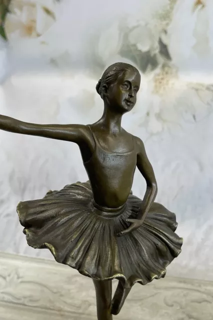 Originale Milo Giovane Bambina Ballerina Bronzo Figura Statua Danza Scultura