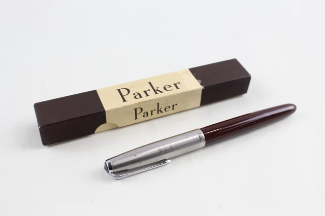 PARKER 51 VINTAGE Fountain Pens w/ 14ct Gold Nib Brown Casing WRITING ...