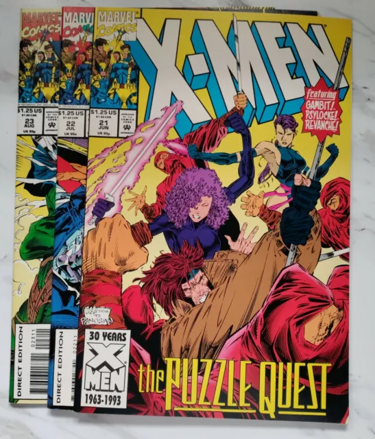 X-Men 21 22 23 VF+/NM- Marvel Comic Book Lot 1993