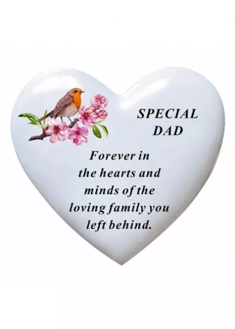Special Dad Robin Memorial Heart Graveside Plaque Ornament Grave Decoration