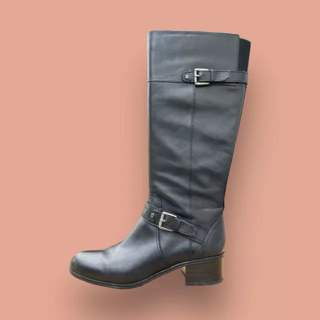 Bandolino Baya Black Leather Zip Knee High Riding Boots Size 10