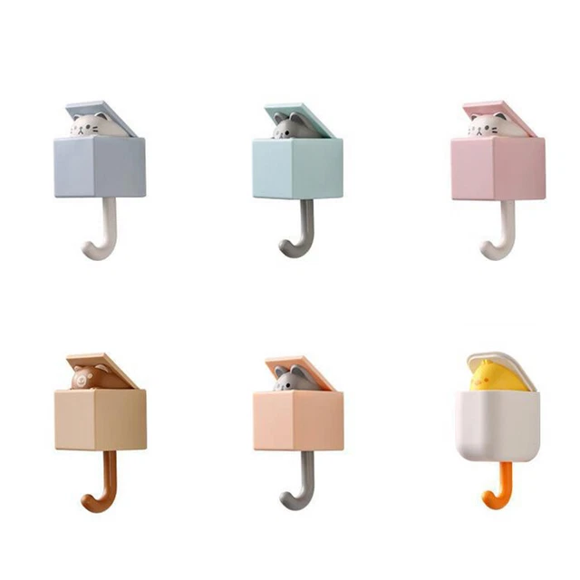 Seamless Hook Cute Cat Door Hangers Hooks Key Umbrella Towel Cap Coat Racks