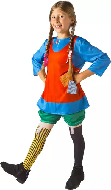 Costume Pippi Calze Lunghe Taglia 4-6 Anni Con Parrucca