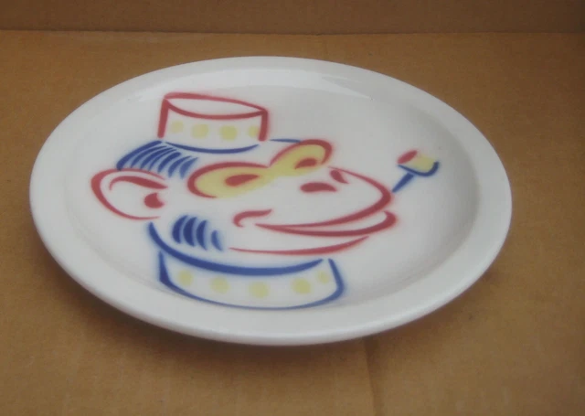 Union Pacific Railroad 1950s Child's Plate Circus Monkey Syracruse USA 8 1/4" 2