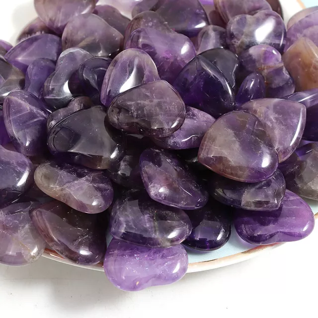 Natural Amethyst Healing Gem Stone Small Crystal Stone Heart 20x6mm 30pcs