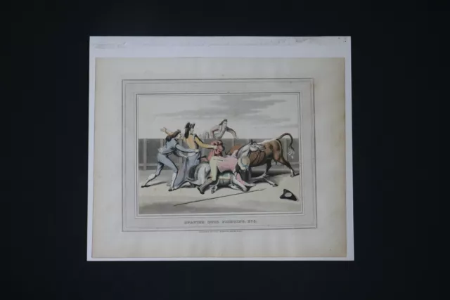 Edward Orme 1813 Aquatint Spanish Bull Fighting No.5 Probably by Clark & Dubourg