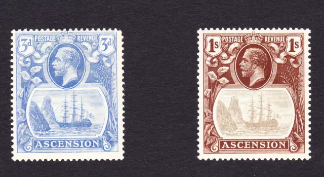 ASCENSION   Scott # 14 & 19  THREE PENCE & ONE SHILLING  MINT LH   FREE SHIPPING