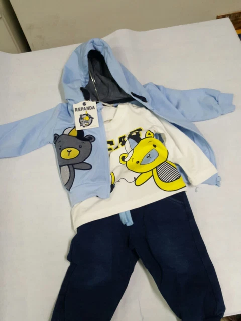 RePanda completo neonato TG 12/18 mesi 3 pz colore celeste