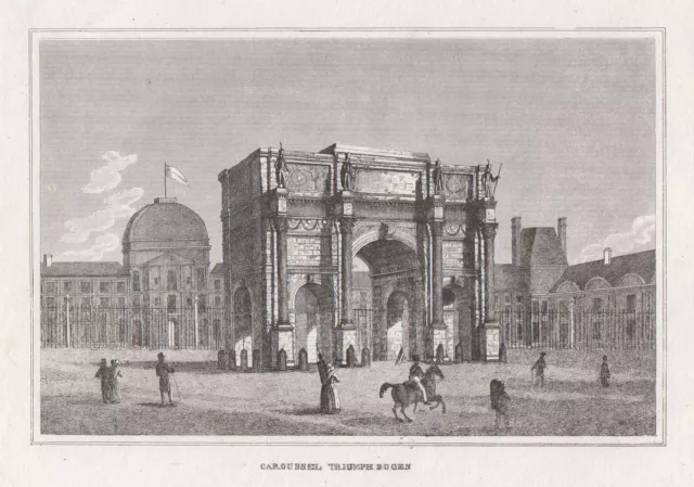 Paris Arc de Triomphe Original Kupferstich Strahlheim 1832