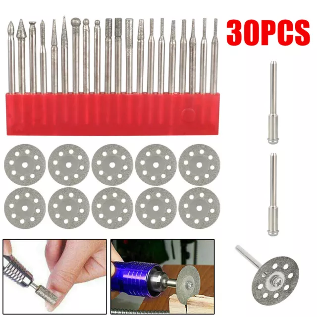 Diamond Grinding Carving Cutting Burr Bit Set For Dremel Rotary stone Tool glass