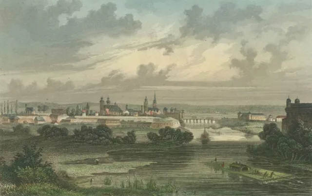 INGOLSTADT - Gesamtansicht - Stahlstich um 1860