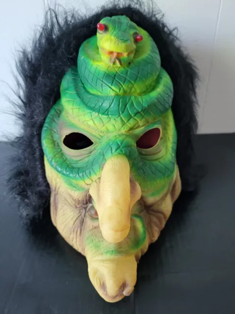 Vintage 70's 80's Stone Witch Snake Mask Halloween.