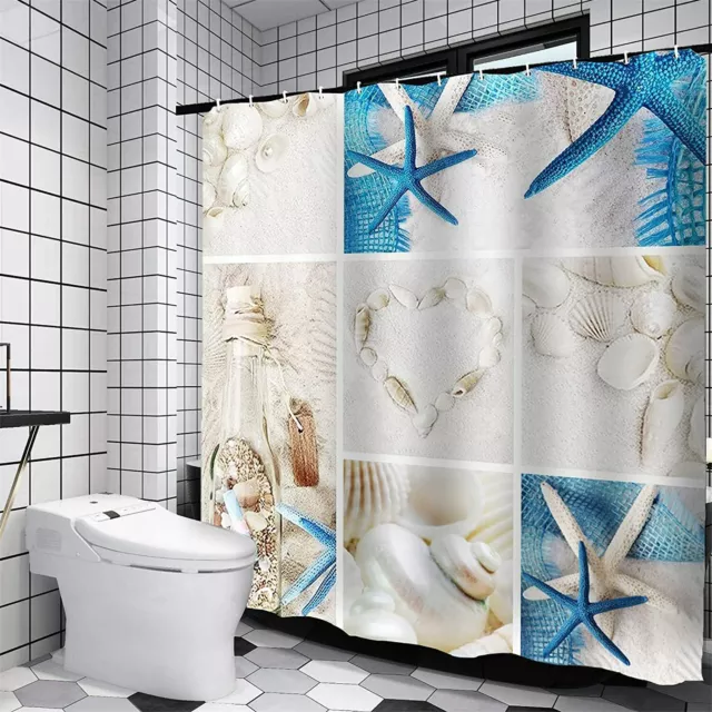 Juegos de baño 4 piezas con accesorios para cortinas ducha y alfambras Sea shell 3