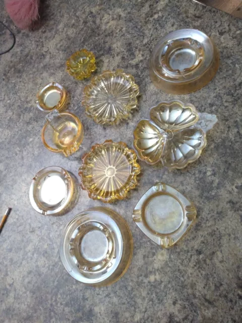 Lot of Ten Fairy Glass Ashtrays