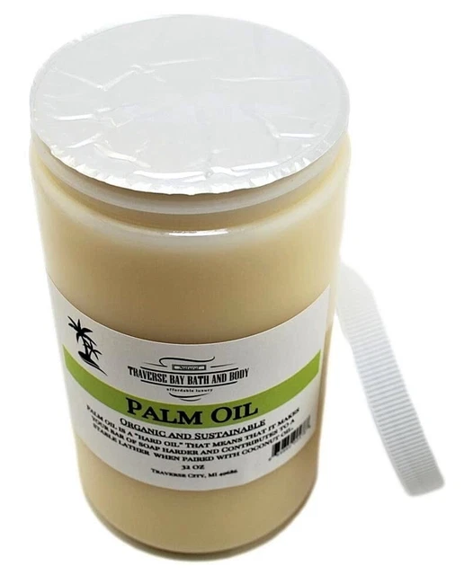Aceite de palma, suministros para hacer jabón. Orgánico, Sostenible, Kosher, 32 fl oz. Hágalo usted mismo Proj