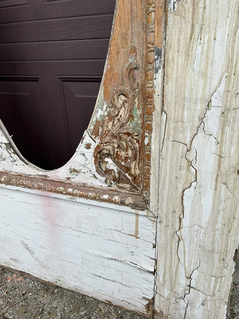 Antique Vintage Carved Wood Entry Door 6