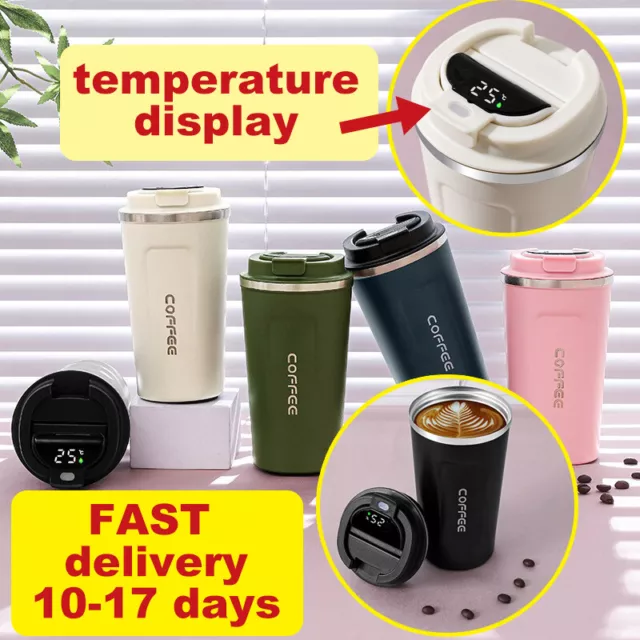 new Insulated Coffee Mug Cup Travel Thermal Stainless Steel Temperature Display