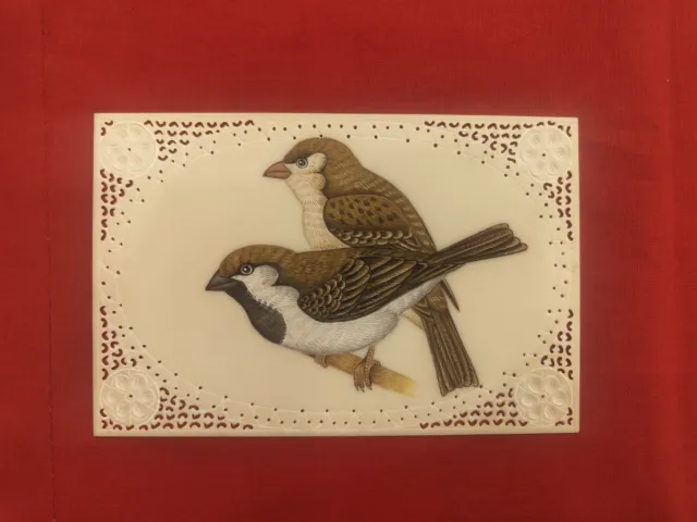 Hand Painted Beautiful Sparrow Bird Pair Fine Indian Miniature Painting Art Work 2