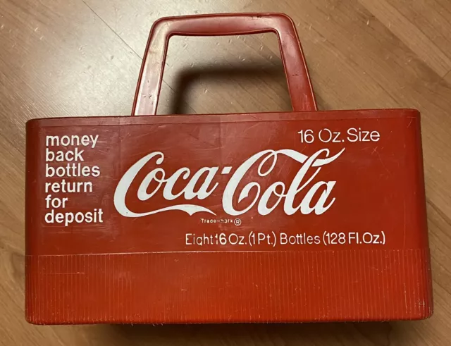 Vintage Coca-Cola Red Plastic Bottle Carrier Holder W Handle - 8 Pint Bottle