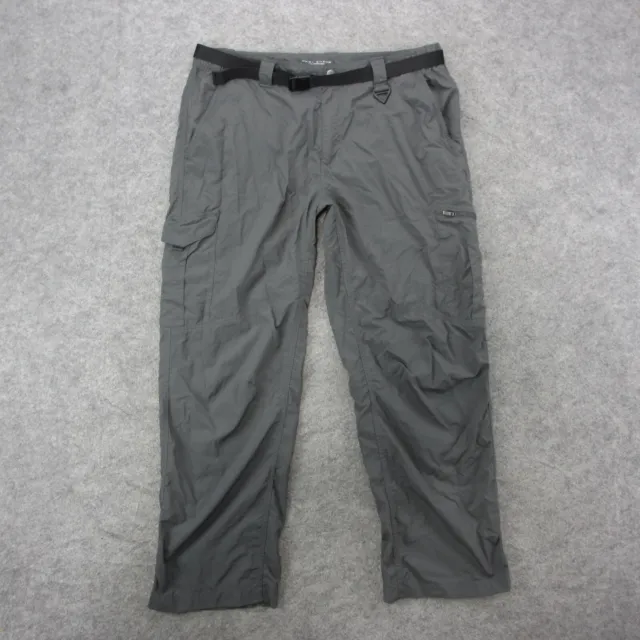 Columbia PFG Pants Men's 38x30 Gray Nylon Flat Front Belted Cargo Pants