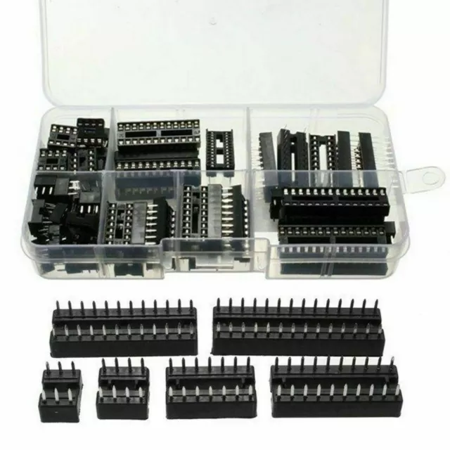 66pcs DIP IC Socket Adaptor Solder Type Socket Kit 6 8 14 16 18 20 24 28 Pin 3