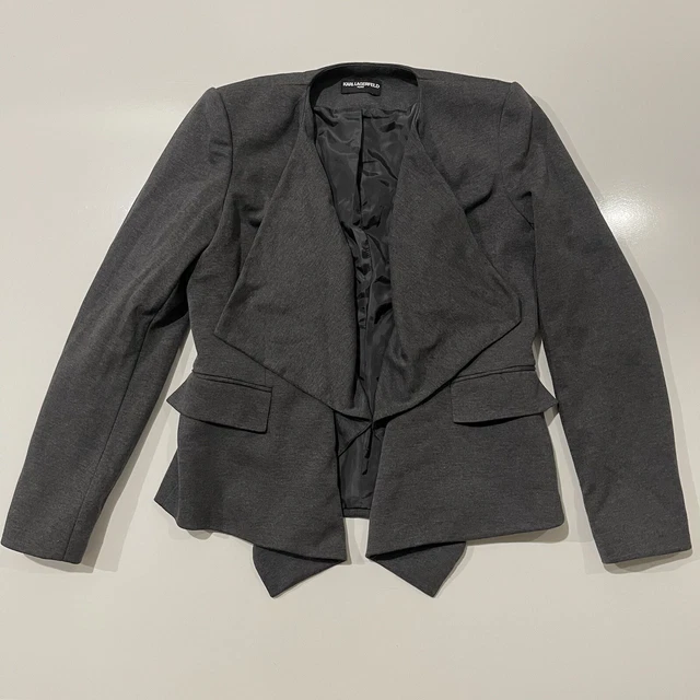 Karl Lagerfeld Paris - Open Front Blazer Jacket - Women’s 10 - Gray - EUC