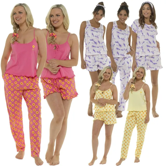 Ladies Short Cotton Pyjamas Summer Pyjama Set Loungewear Nightwear PJs Scrunchie