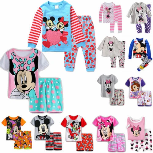 T-shirt top bambini ragazzi ragazze Minnie Topolino pantaloncini pigiami