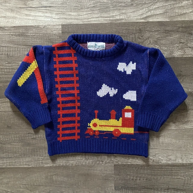 Vintage Boundary Waters Train Toddler 100% Acrylic Sweatshirt Size 2T