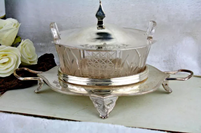 Antique victorian Butter dish glass superior silver plate co usa