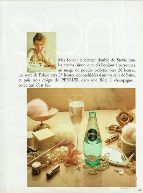Publicité Advertising 1120 1980  Perrier eau minérale mes folies   champagne