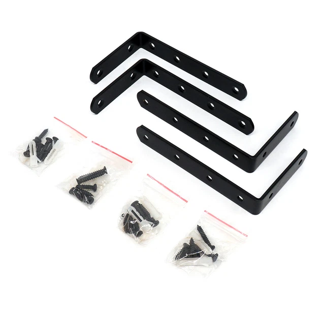4Pcs Heavy Duty Cast Iron Wall Mounted L Shaped Angle Shelf Bracket Support Set 11