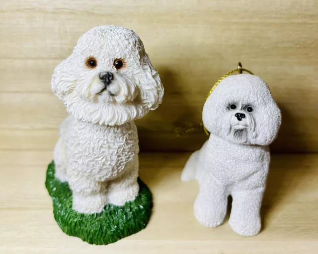 Bichon Frise Collectibles Lot Of 2, An Ornament Style And A Bobble Head