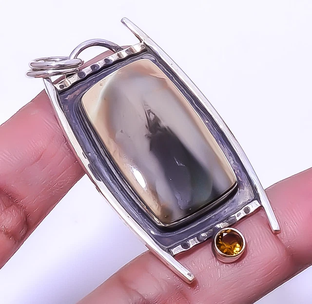 Imperial Jasper - Guadalajara & Smoky 925 Sterling Silver Pendant 2.34" A312