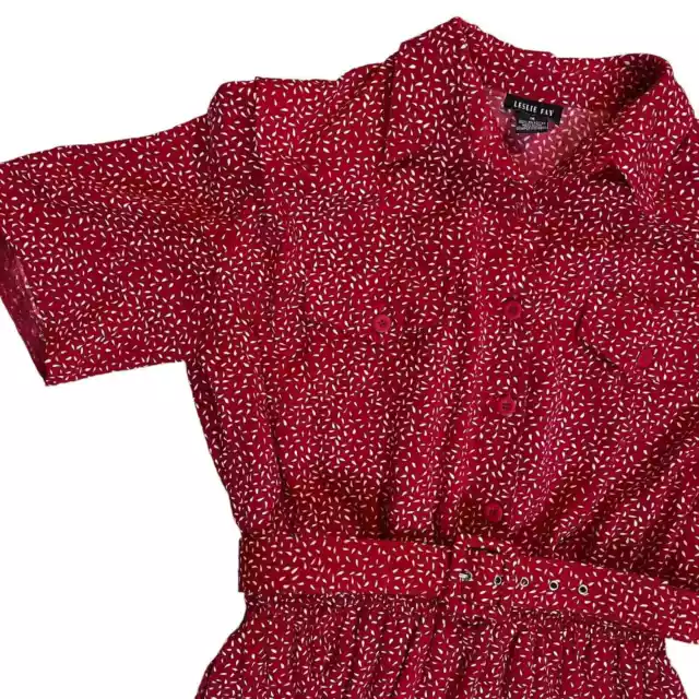 LESLIE FAY VINTAGE Midi Dress Red Pleated w/ Belt Size 14 $24.99 - PicClick