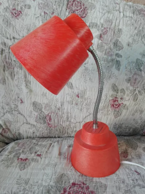 Ancienne Lampe Bureau Chevet Plastique Orange Vintage Armélec