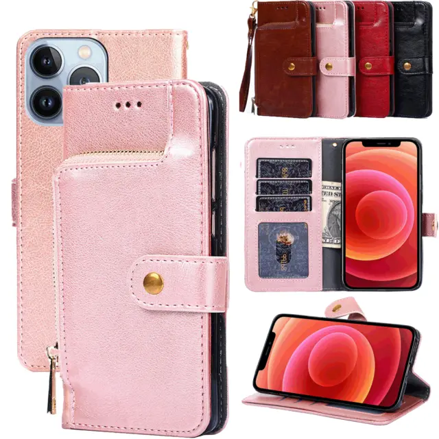 For Oneplus 3 3T 5 5T 6 6T 7 7T 8 Pro 8T Zip Wallet Case Leather Card Flip Cover