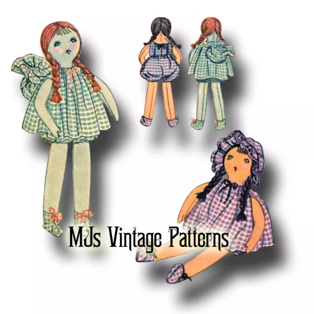 RARE!!! Vintage 1930 Gingham Cloth Doll Pattern ~ 18" tall