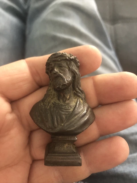 Buste Ancien Religieux Miniature Christ Régule Art Nouveau Déco